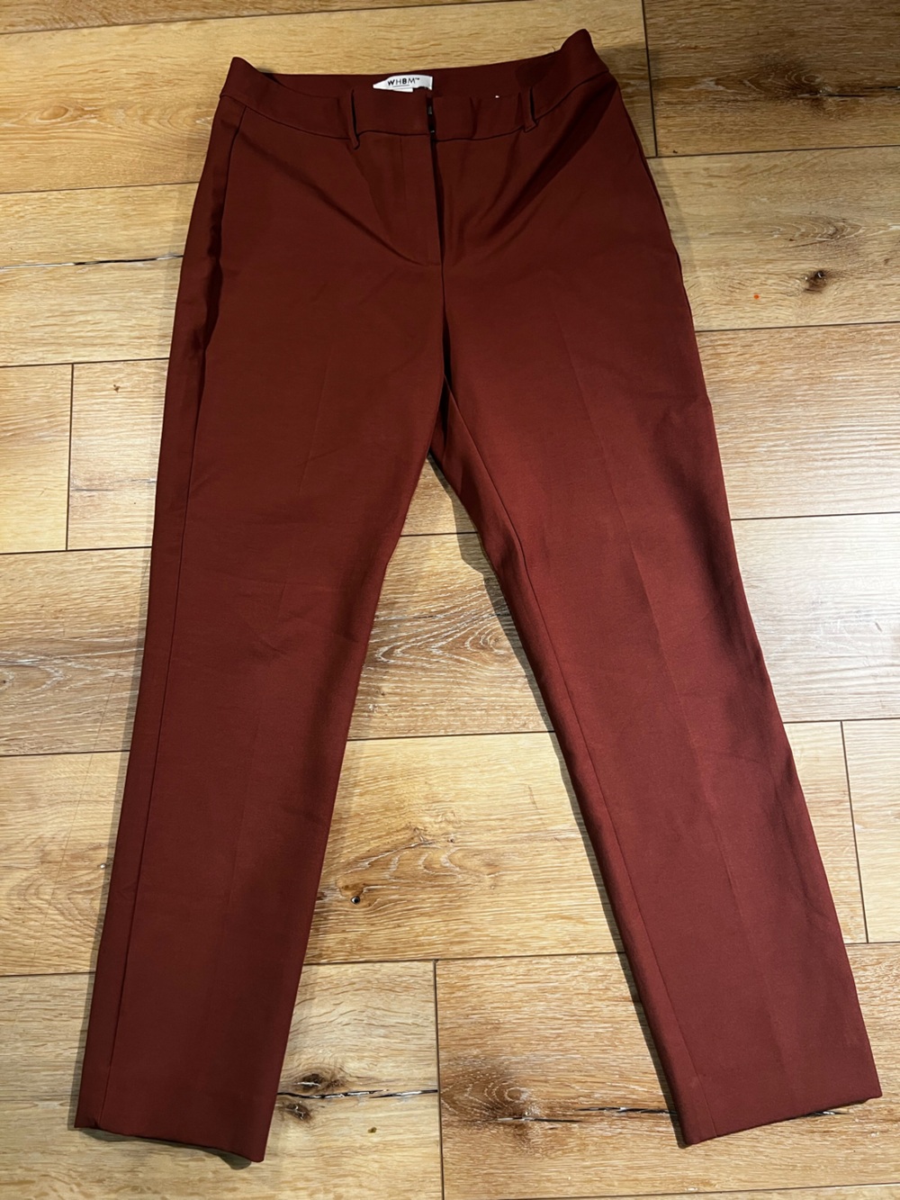 White House Black Market Straight Leg Pants in Deep Rust